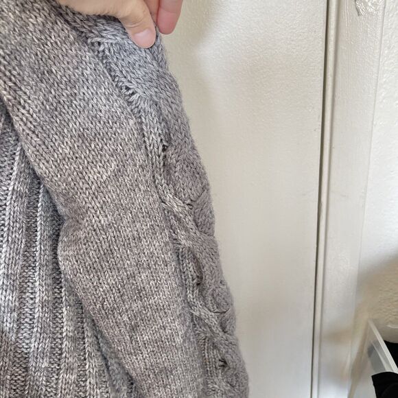 Kenar Womens Sz Medium Cardigan Sweater Open Front Gray High Low Alpaca Cozy - Picture 4 of 14